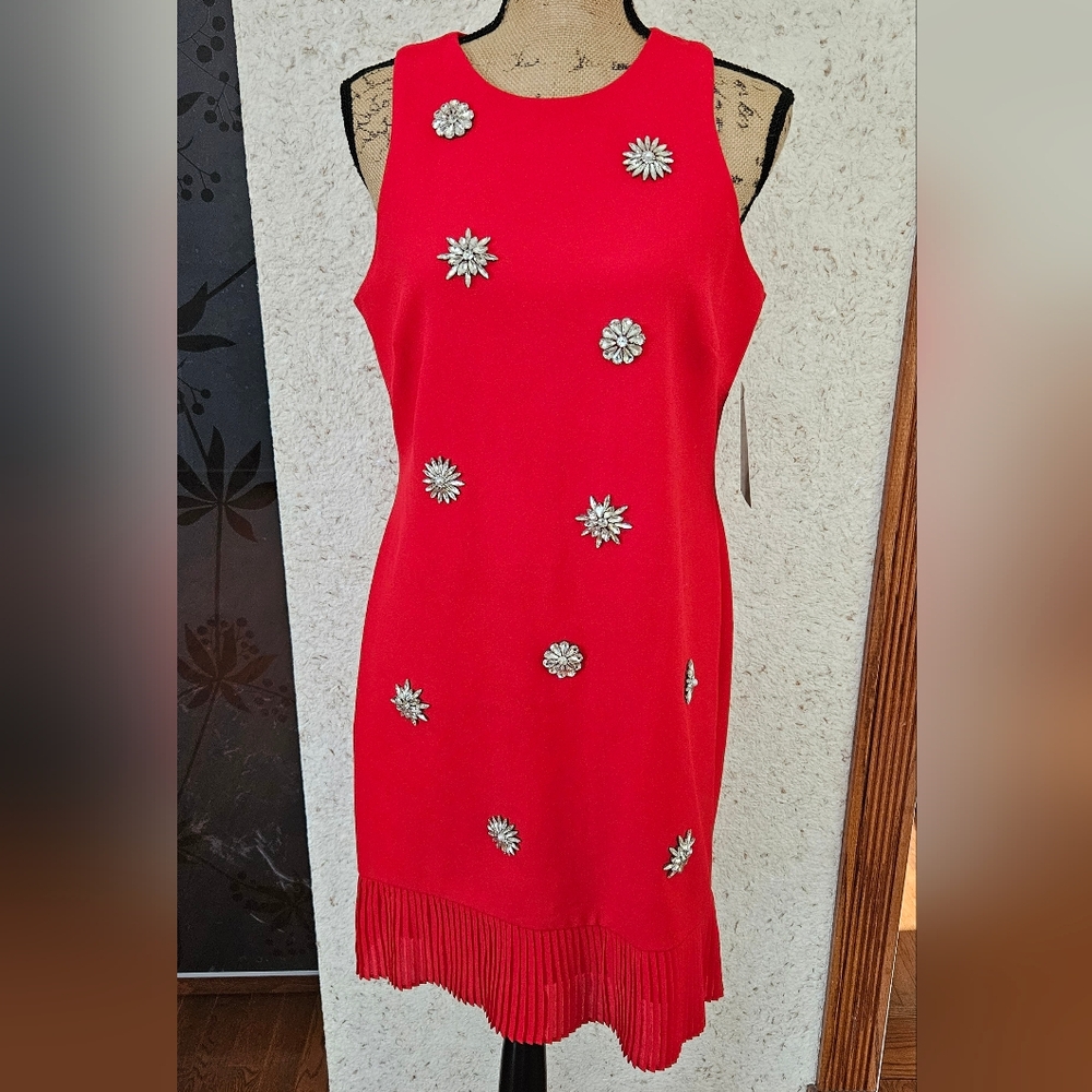 Brand New With Tag Gorgeous Red Dress With Cristals. Size 10